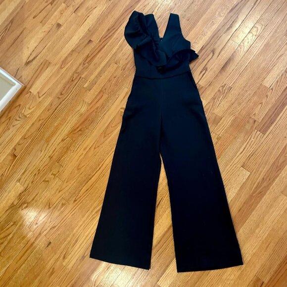 LuLu's Sure to Be Seen Black Sleeveless Ruffled Jumpsuit (Women Size SMALL) - Picture 5 of 7